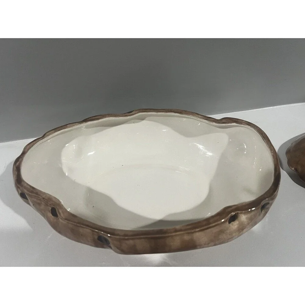 Vintage 1970s Ceramic Baked Potato Lidded Dish w/ Small Bowl and Spoon